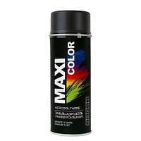 Краска аэрозольная MAXI COLOR RAL 9005 Glossy черная глянцевая 400мл (арт. МХ9005)
