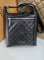 Чоловіча брендова сумка Gucci Гуччі чорна, планшетка, сумки через плече, повсякденна сумка, сумка на ремені