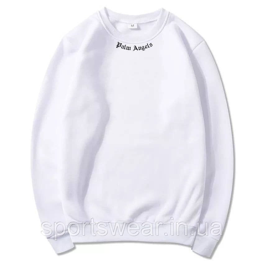 Світшот Palm Angels Mini Logo Толстовка Палм Анжелс чоловіча Кофта з лого Палм Анжелс біла Пайта Пальм Енжелз