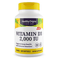 Вітамін D3, Vitamin D3 2000IU, Healthy Origins, 120 желатинових капсул