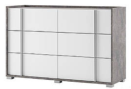 Комод 3Ш+3Ш в спальню Алекса з ДСП індастріал/білий Світ Меблів