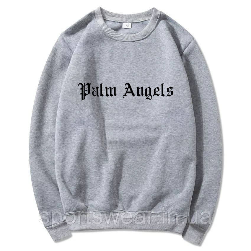 Світшот Чоловічий Palm Angels Logo чорний Толстовка Палм Анджелс Кофта Палм Енжелс Реглан Пальм Енджелз бавовна