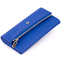 Клатч конверт с карманом для мобильного кожаный женский ST Leather Синий