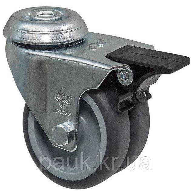Колесо 1906-TL-075-P(19 "Twin Light") Ø 75мм, поворотне з отвором та гальмом