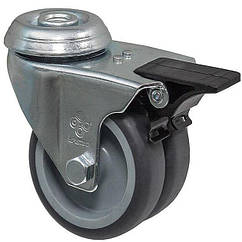 Колесо 1906-TL-075-P(19 "Twin Light") Ø 75мм, поворотне з отвором та гальмом