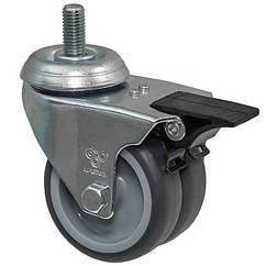 Колесо 1909-TL-050-P(19 "Twin Light") Ø 50мм, поворотне з різьбою і гальмом