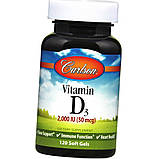 Вітамін Д 2000 Carlson Labs Vitamin D3 2000 IU 120 гельових капсул, фото 4