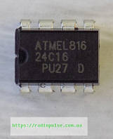 Микросхема 24C16 ( AT24C16 , ST24C16W6 ) , DIP8