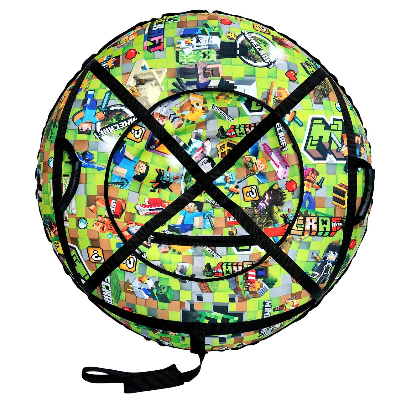 Дитячі надувні санки Ватрушка Тюбінг 100 см "МINECRAFT" (тканина Оксфорд+ПВХ), фото 1