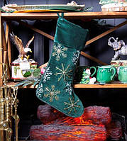 Носок новорічний, на декоративний камін з вишивкою 25 х 50 см 877-051