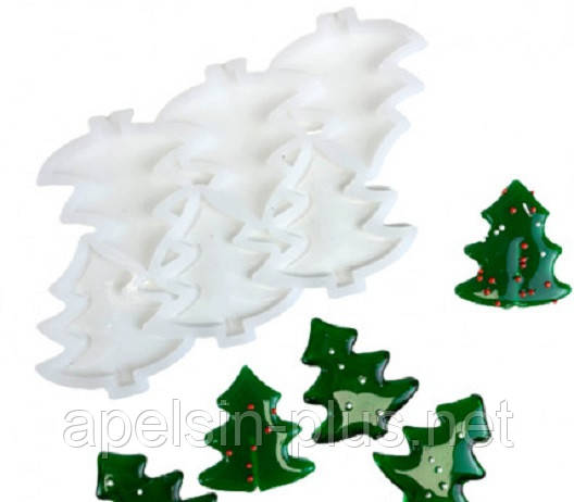 Молд силіконовий для карамелі шоколаду та мастики Ялинки на 6 комірок від 4,5 см до 5,5 см, фото 1