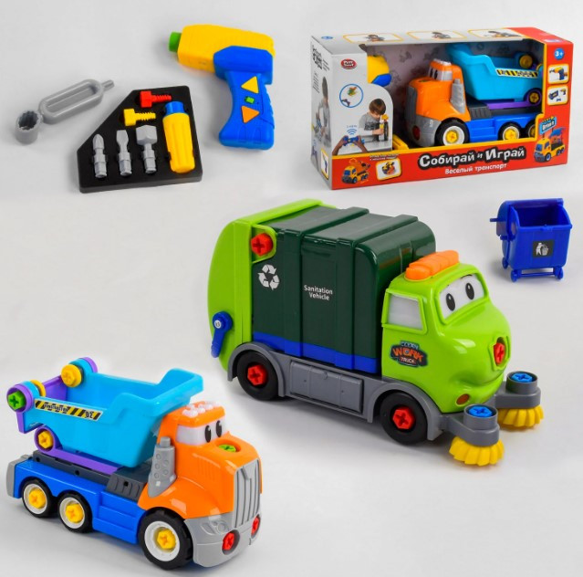 Конструктор з шуруповертом Сміттєвоз самоскид