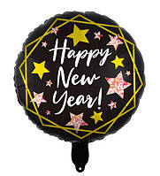 Куля фольгована кругла "Happy New Year" зірки (Китай)