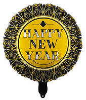Куля фольгована кругла "Happy New Year" золото (Китай)
