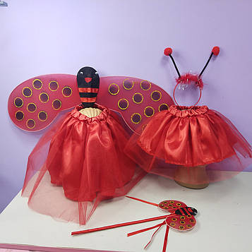 Костюм новорічний 2-8 років божа корівка спідниця та обруч вушка червоний колір мишка 1 шт
