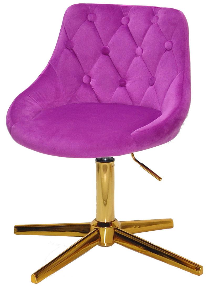 Робочий стілець у бузковому оксамиті на золотій хрестовині зі стопками Foro Button GD-Modern Base, фото 1