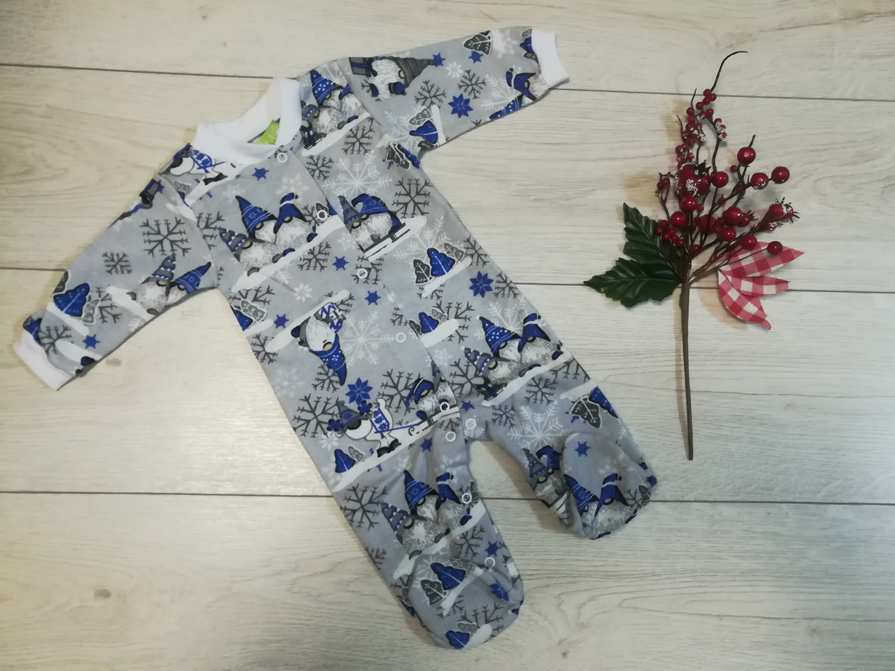 Дитячий теплий чоловічок "Гноміки-сині" 64 і 68 см, фото 1