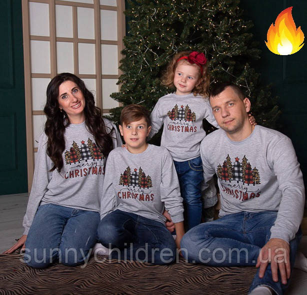 Сімейний Набір 4х Свитшотов 2 дор.+2 дитячі. на Різдво Family look від 86 до XL сімейна фотосесія