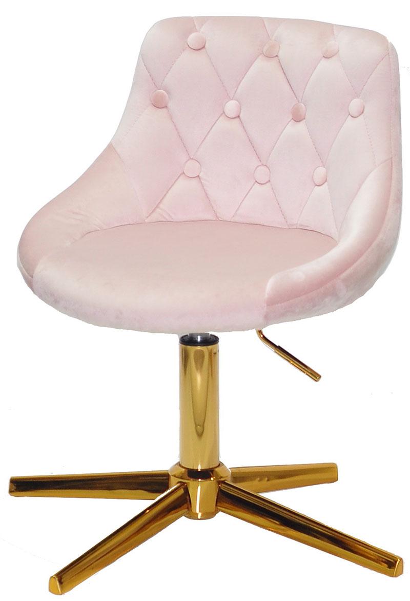 Стілець майстра салону Foro Button GD-Modern Base рожевий 1021 велюр на золотій хрестовині зі стопками, фото 1