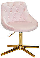 Стілець майстра салону Foro Button GD-Modern Base рожевий 1021 велюр на золотій хрестовині зі стопками, фото 5