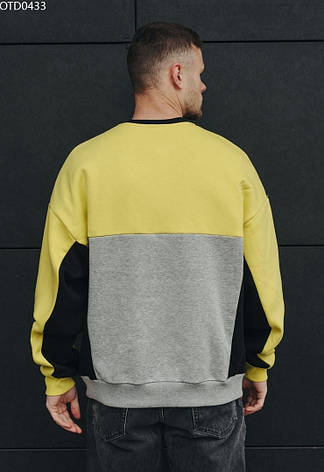 Утеплений чоловічий світшот Staff yellow & gray oversize fleece жовтий OTD0433, фото 2