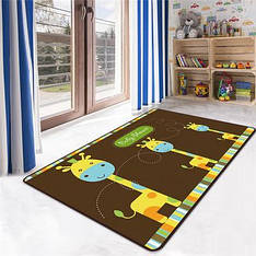 Ковер в детскую комнату 140Х200 прямоугольный безворсовый ковролин Giraffes brown
