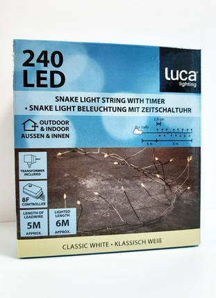 Гірлянда-кластер, срібна струна, 11 м, "Luca Lighting", теплий білий, фото 4