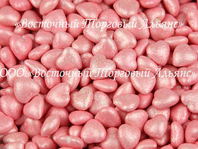 Декоративні перлини — Серце рожеві перламутрові — 200 г.