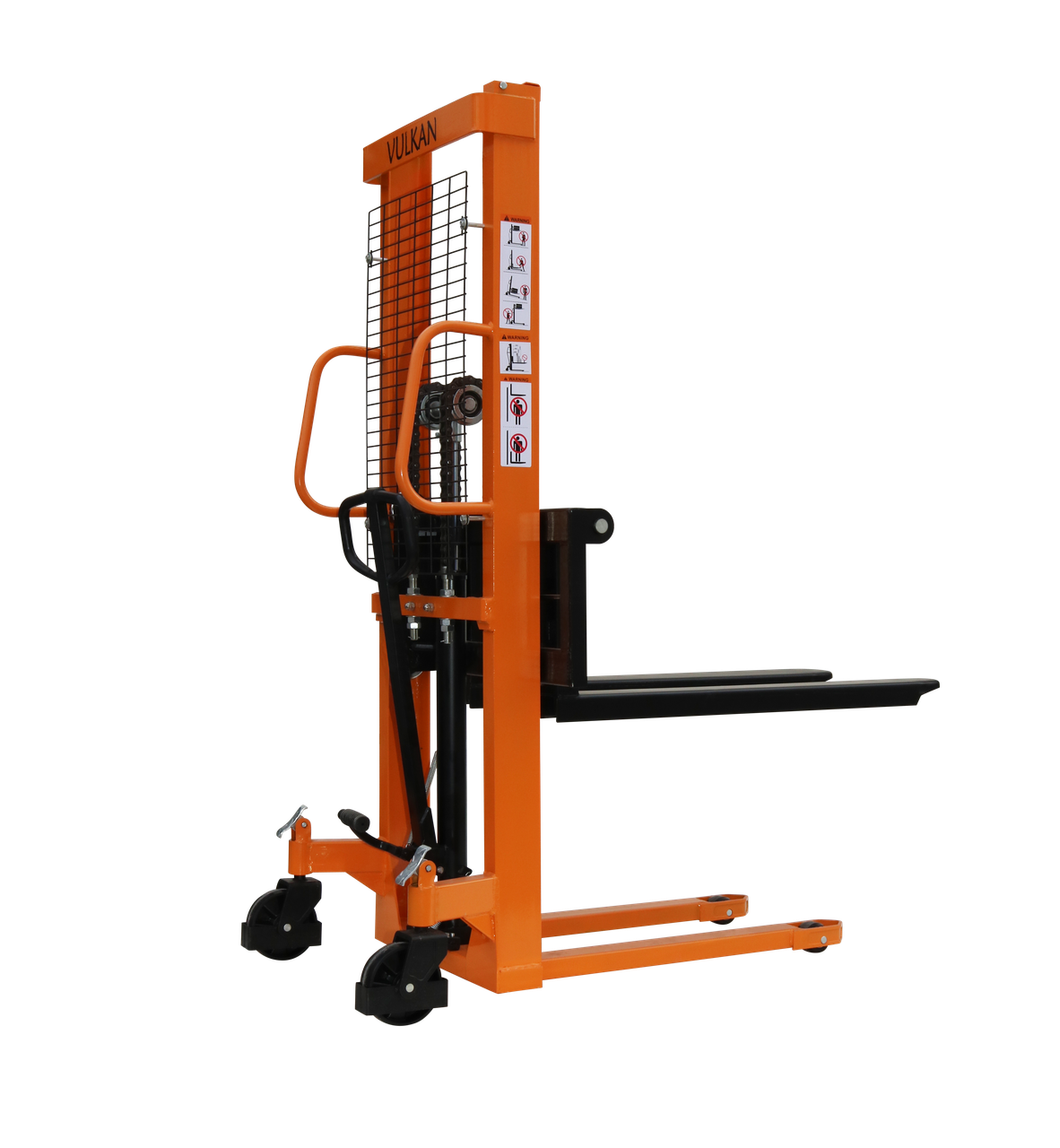 VULKAN Штабелер гідравлічний 1500кг, підйом-3м, довжина вил 1,1м, колір-жовтий, фото 1