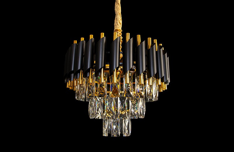 Сучасна кришталева люстра 8032/400R BK+GD, фото 1