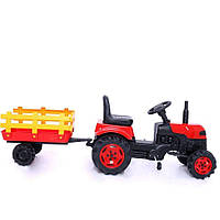 Детский трактор на педалях (2005) с прицепом красный