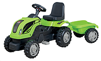 Дитячий трактор на педалях MMX MICROMAX (01-011) з причепом зелений для дітей віком з 2 років