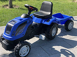 Дитячий трактор на педалях MMX MICROMAX (01-012) з причепом синій для дітей віком з 2 років