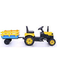 Детский трактор на педалях (2005) с прицепом желтый
