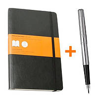 Комплект Перьевая ручка Parker JOTTER 17 SS CT FP 16 112 + Блокнот Moleskine Classic средний черный QP616