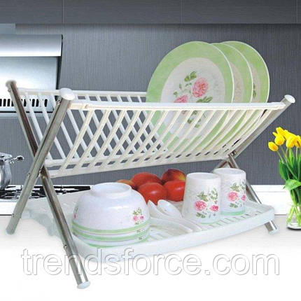 Сушарка для посуду двоярусна складана Multi-function Folding Rack Kitchen Біла 198959, фото 3