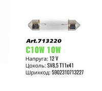 Автолампа накаливания SV8.5 T11 41mm Winso 12V C10W mini 713220 (10шт)