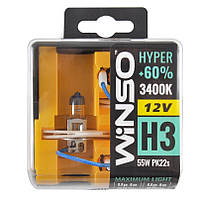 Галогеновая автолампа H3 Winso HYPER 12V +60% 55W PK22s SET 712330