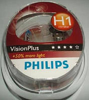 Галогеновая автолампа H1 Philips P14,5s 12V 55W Vision Plus +60% 12258VPS2 к-кт2шт