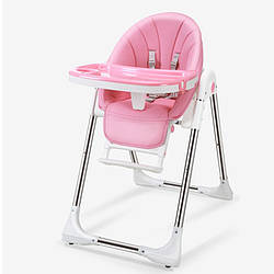 Дитячий стільчик для годування Bestbaby BS-329 Dreams Pink складаний портативний з підставкою для ніжок