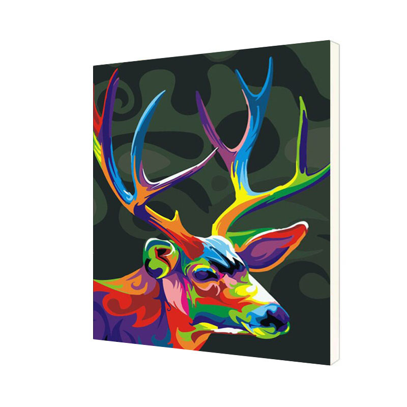 Зображення на цифрах Lesko Diy E460 "Rainbow Deer" 40-50 см.