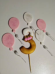 Цифра з кульками золота "3"