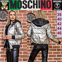 Женская куртка короткая с съемным капюшоном, молодежная Moschino, Италия.