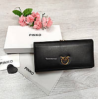 Жіночий брендовий гаманець Pinko Пінко в кольорах, гаманці шкіра, гаманець на магніті, гаманець із логотипом Чорний