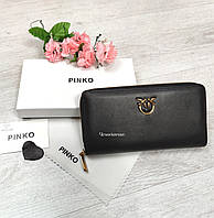 Жіночий брендовий гаманець Pinko Пінко в кольорах, гаманці шкіра, гаманець на змійці, гаманець із логотипом Чорний
