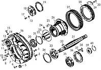 Новый редуктор хода Детали бортовых редукторов (кожух, полуось, подшипники, ступица, для бульдозера Т10М