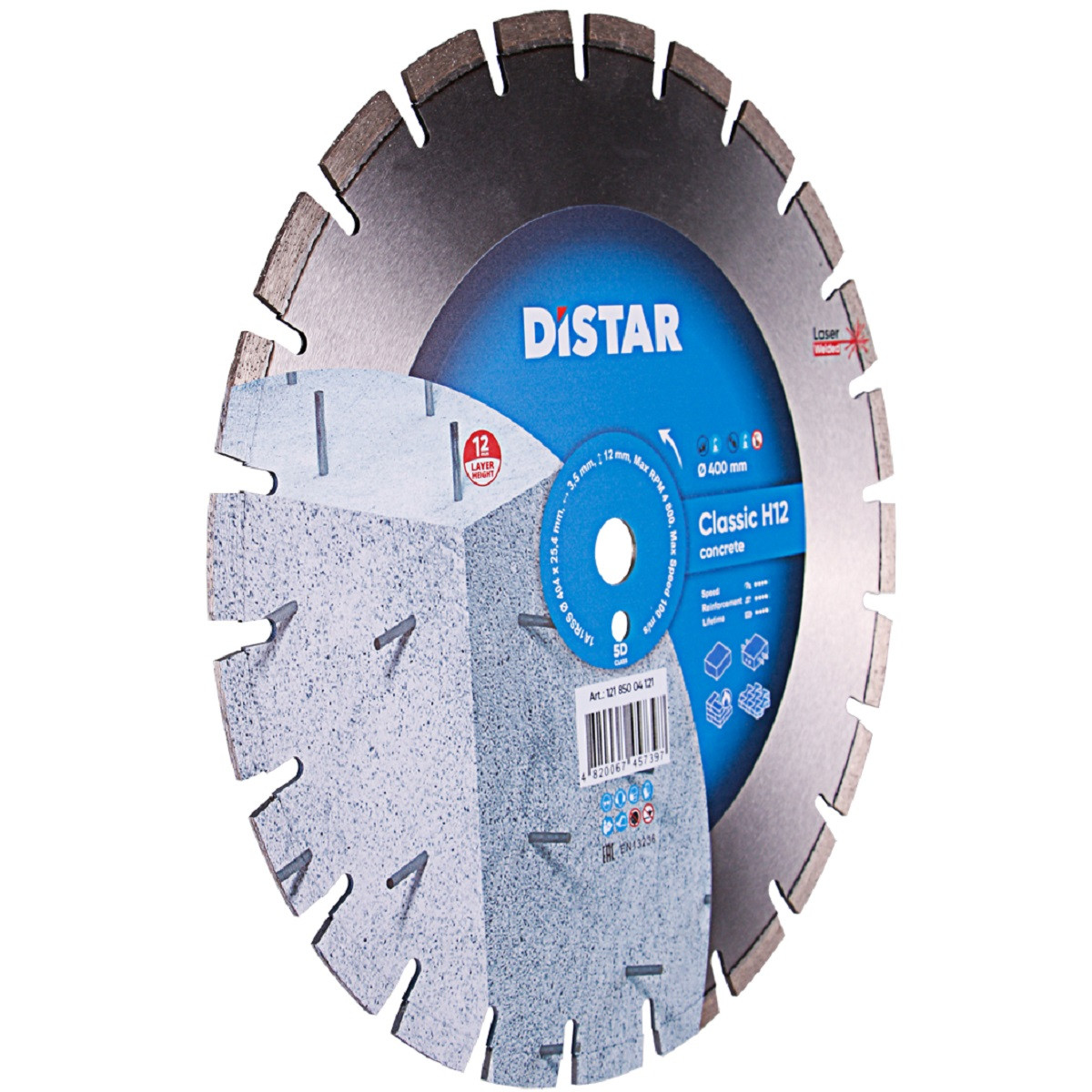 Круг алмазний DISTAR CLASSIC Н12 404 мм, сегментний відрізний диск з армованому бетону, Дістар