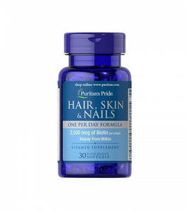 Вітаміни для волосся, шкіри та нігтів Puritan's Pride Hair, Skin & Nails One Per Day Formula 30 капс.