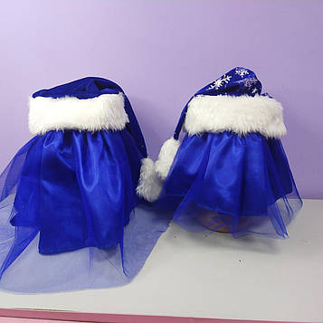 Костюм снігурочка новорічний 1-8 років спідниця фатинова та шапка синій колір 1 шт