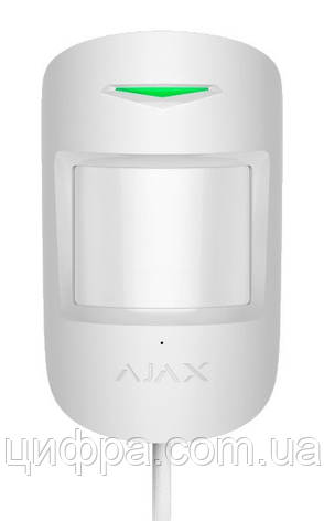 Датчик руху з мікрохвильовим сенсором Ajax MotionProtect Plus Fibra white, фото 1